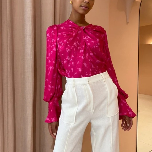 Acler Evanston Satin Blouse In Pink - Picture 13 of 13